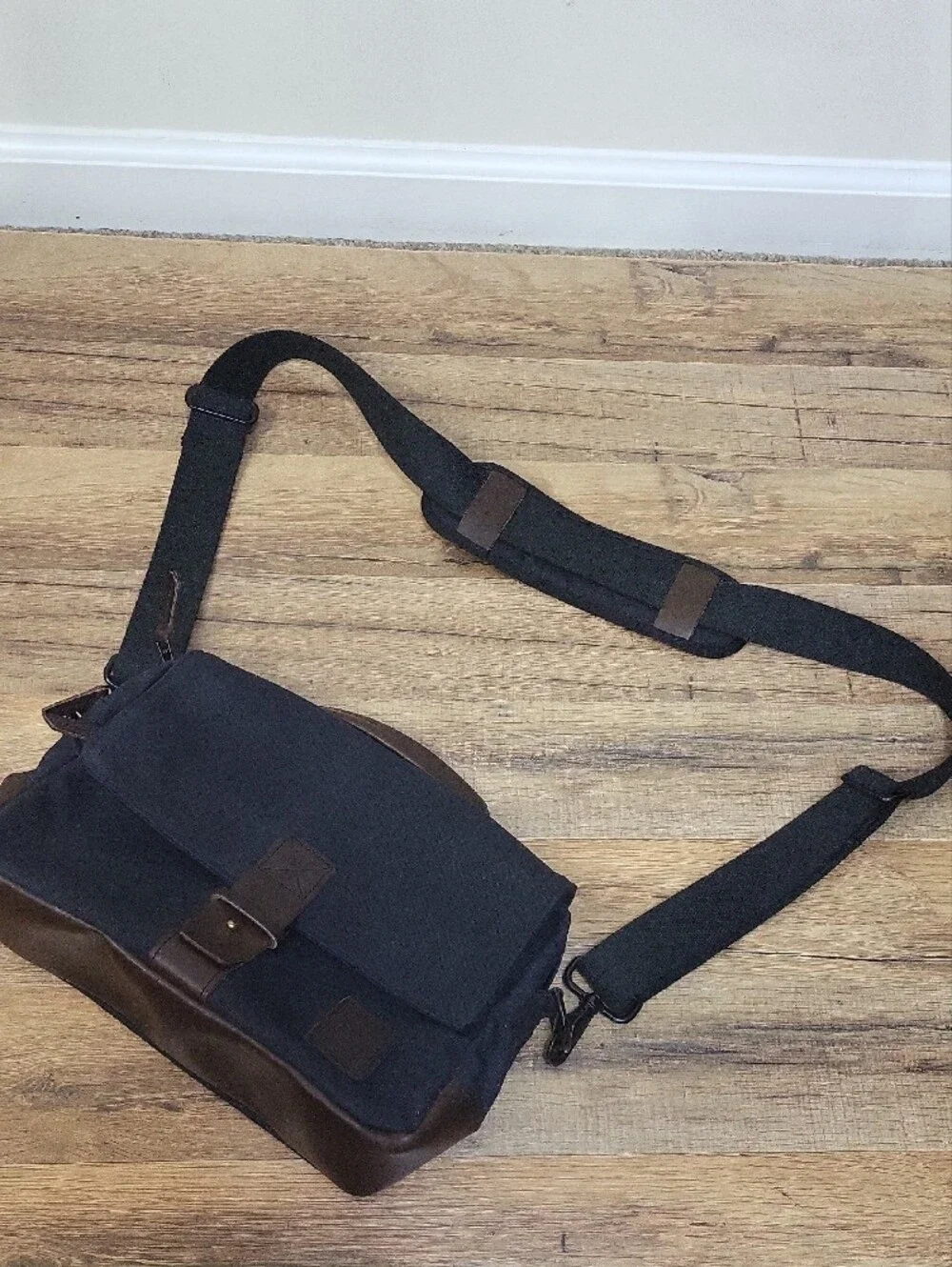 NUTSAC Black Satchel 11 Waxed Canvas & Leather Messenger Bag
